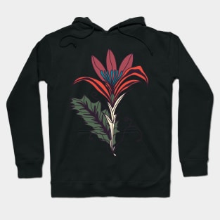 Dark Academia Aesthetic Flower Pattern Black Background Hoodie